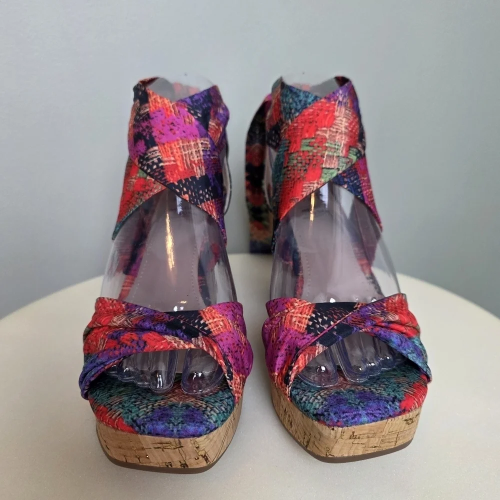 IMPO Women's Orabelle Ankle Wrap Platform Wedge Sandals Olani Bright Multi, 7.5